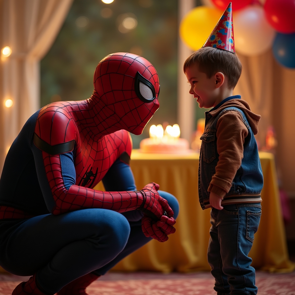 Аніматор у костюмі Людини Павука на дні народження